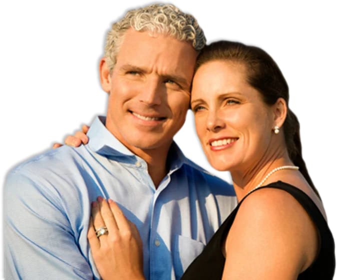 Longtime patients smiling together at Beck Dental Center